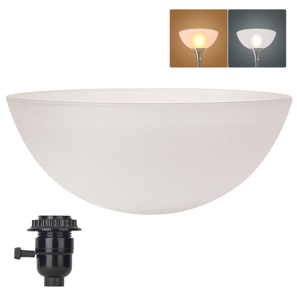 NIB - Replacement Glass Lamp Shade for Torchiere Floor Lamps White Bowl Shape